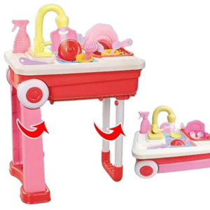 اسباب بازی سینک ظرفشویی kitchen sink مدل چمدانی پایه دار -اسباب بازی